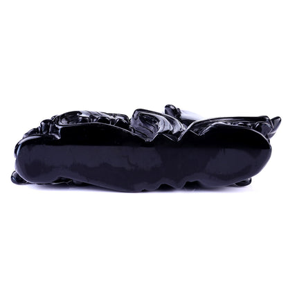 Nicedony 8.5" Black Obsidian Hand Carved Crystal Dolphins Sculpture - View 8
