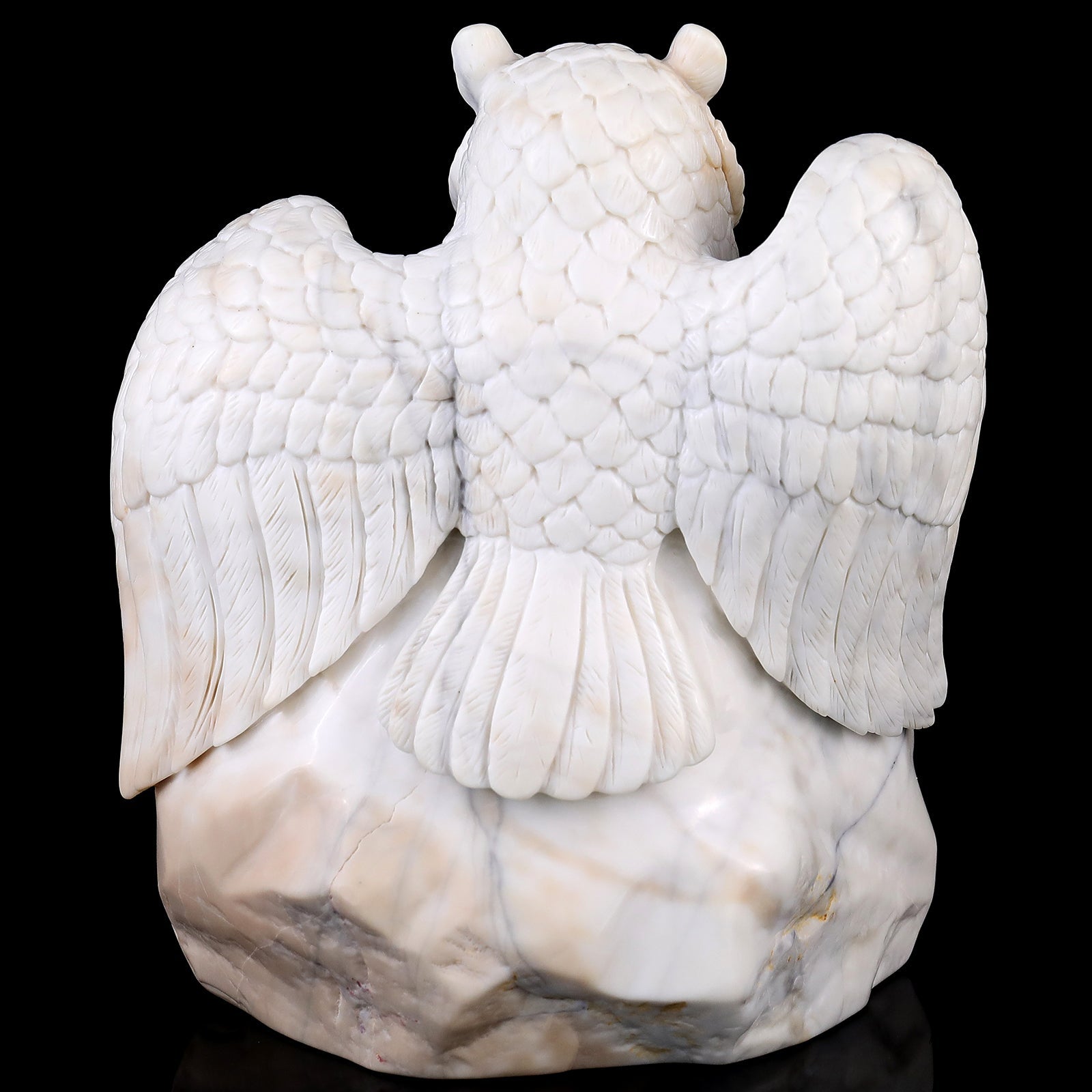 Nicedony 8.5" White Jade Hand Carved Crystal Owls Sculpture - View 5