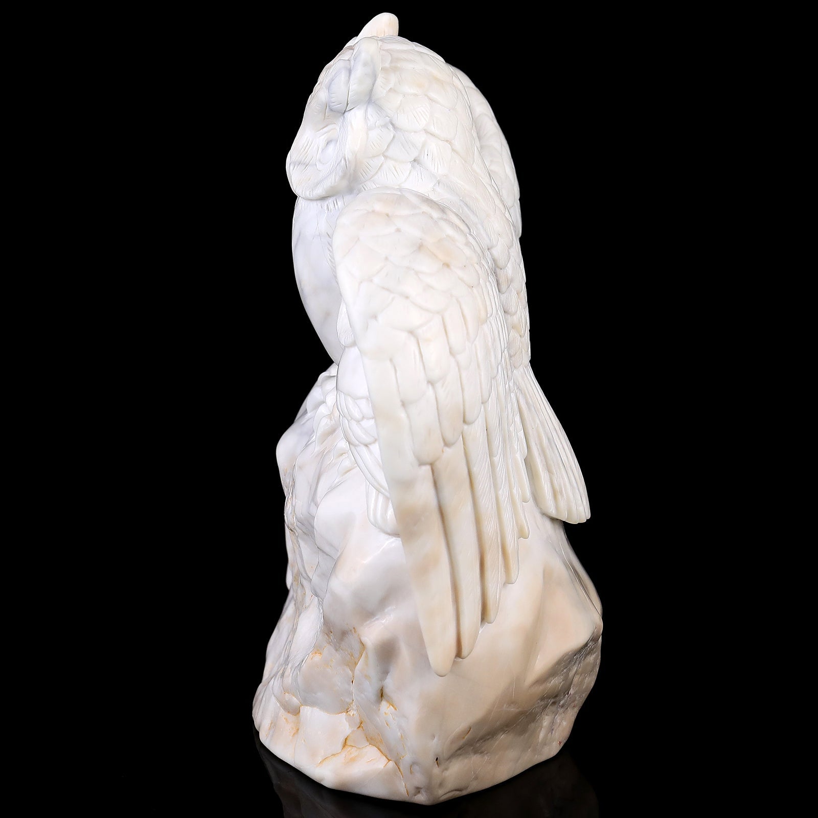 Nicedony 8.5" White Jade Hand Carved Crystal Owls Sculpture - View 4