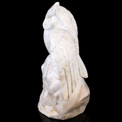 Nicedony 8.5" White Jade Hand Carved Crystal Owls Sculpture - View 4