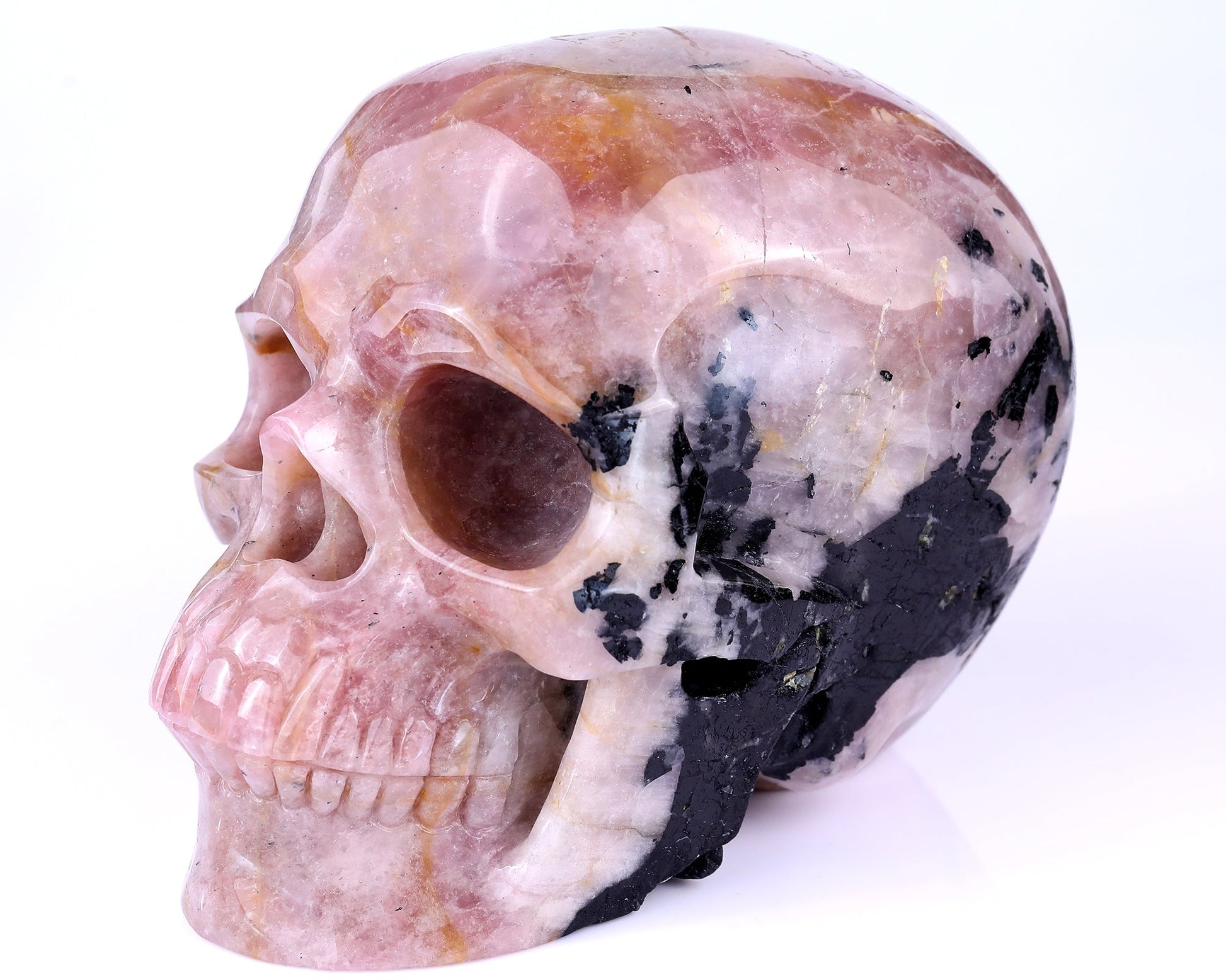 Nicedony 8.5" Rubellite Tourmaline Hand Carved Realistic Skull - View 7