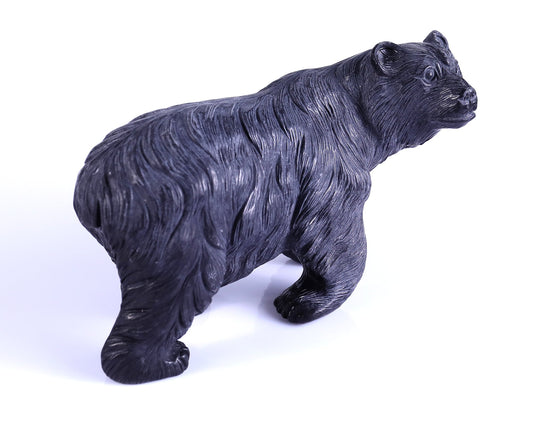 Nicedony 8.7" Black Stone Hand Carved Crystal Polar Bear Sculpture