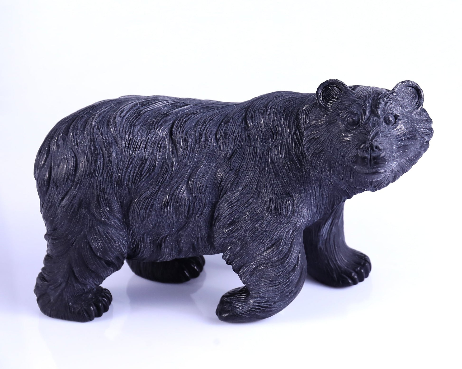 Nicedony 8.7" Black Stone Hand Carved Crystal Polar Bear Sculpture - View 2