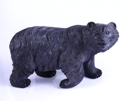 Nicedony 8.7" Black Stone Hand Carved Crystal Polar Bear Sculpture - View 2