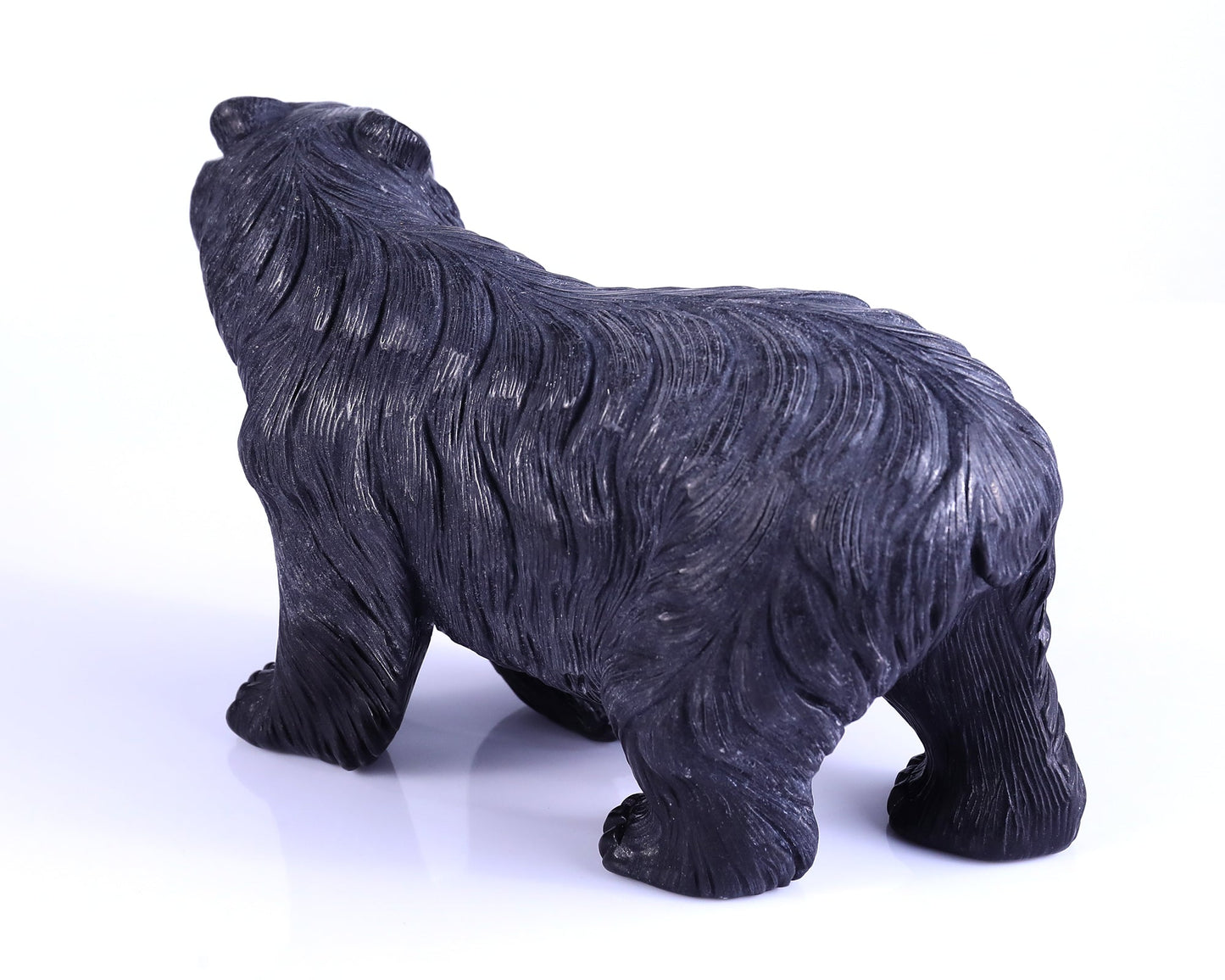 Nicedony 8.7" Black Stone Hand Carved Crystal Polar Bear Sculpture - View 4