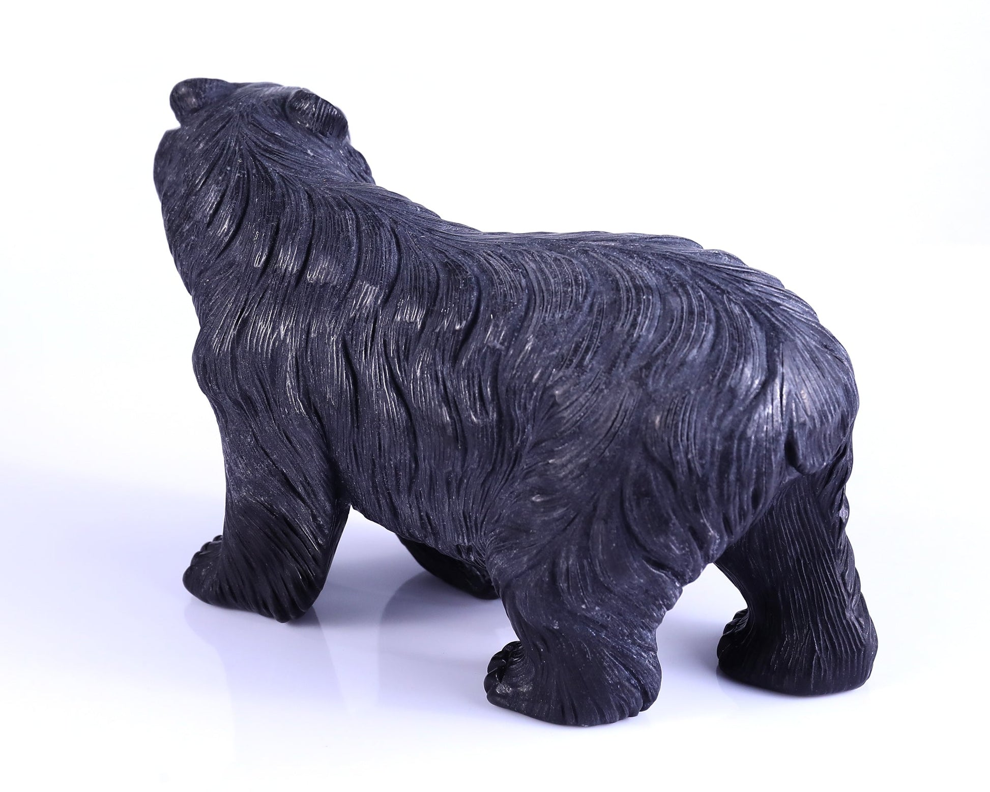 Nicedony 8.7" Black Stone Hand Carved Crystal Polar Bear Sculpture - View 4