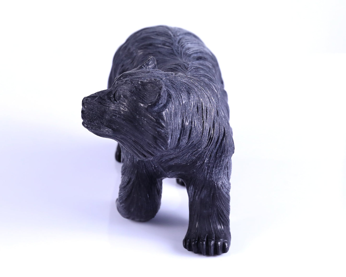 Nicedony 8.7" Black Stone Hand Carved Crystal Polar Bear Sculpture - View 6
