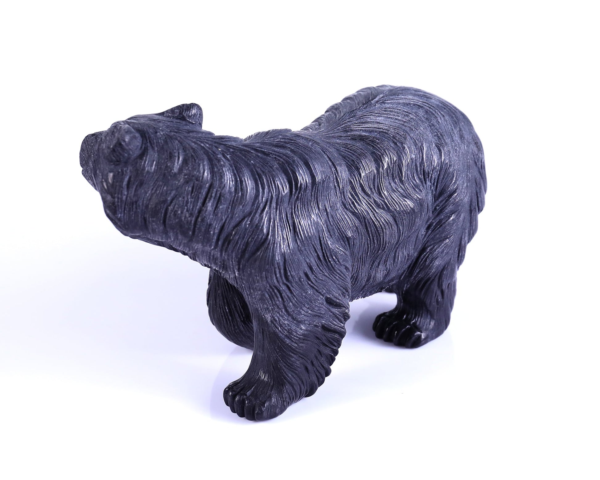 Nicedony 8.7" Black Stone Hand Carved Crystal Polar Bear Sculpture - View 8