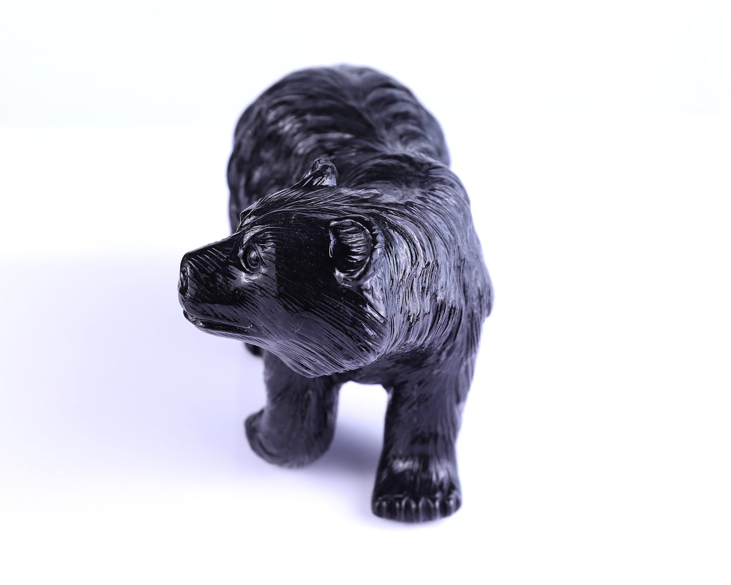 Nicedony 8.7" Black Stone Hand Carved Realistic Polar Bear Sculpture - View 2