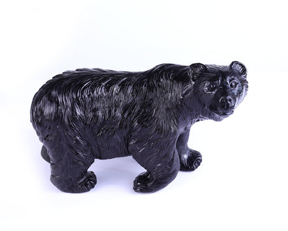 Nicedony 8.7" Black Stone Hand Carved Realistic Polar Bear Sculpture - View 3