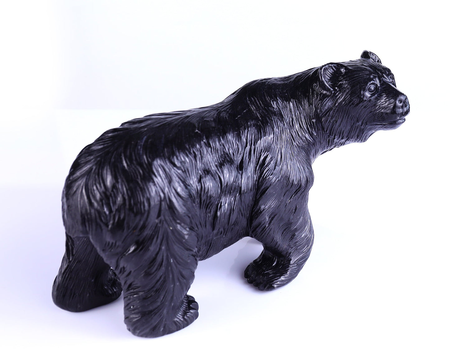 Nicedony 8.7" Black Stone Hand Carved Realistic Polar Bear Sculpture - View 4