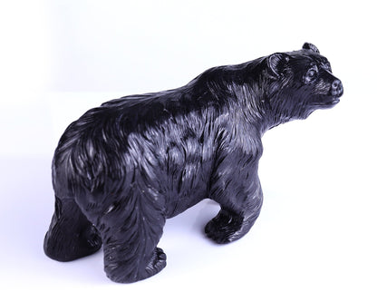 Nicedony 8.7" Black Stone Hand Carved Realistic Polar Bear Sculpture - View 4
