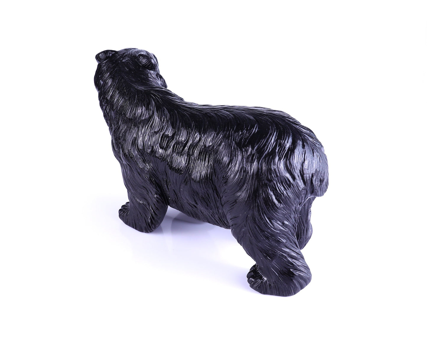 Nicedony 8.7" Black Stone Hand Carved Realistic Polar Bear Sculpture - View 6