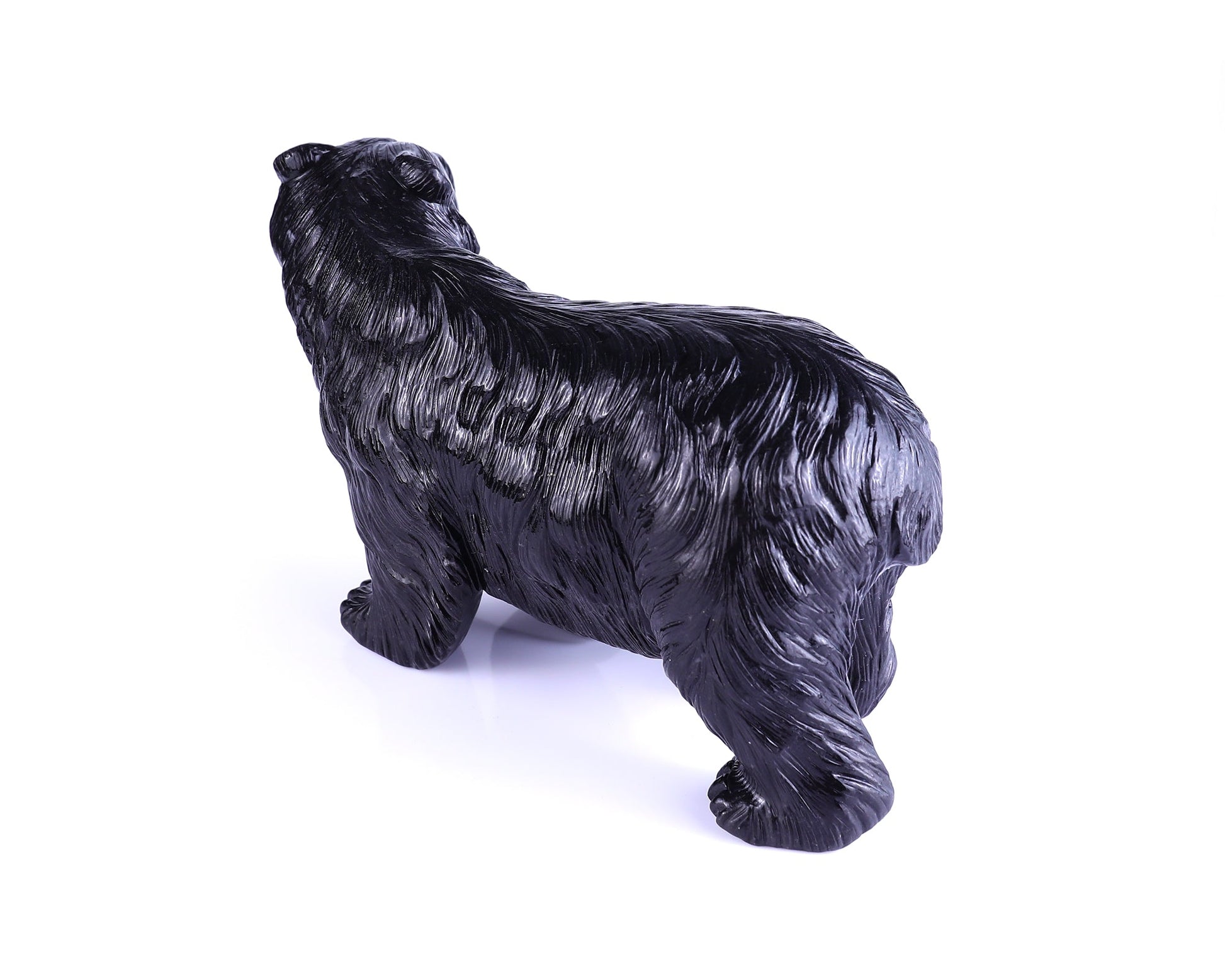 Nicedony 8.7" Black Stone Hand Carved Realistic Polar Bear Sculpture - View 6