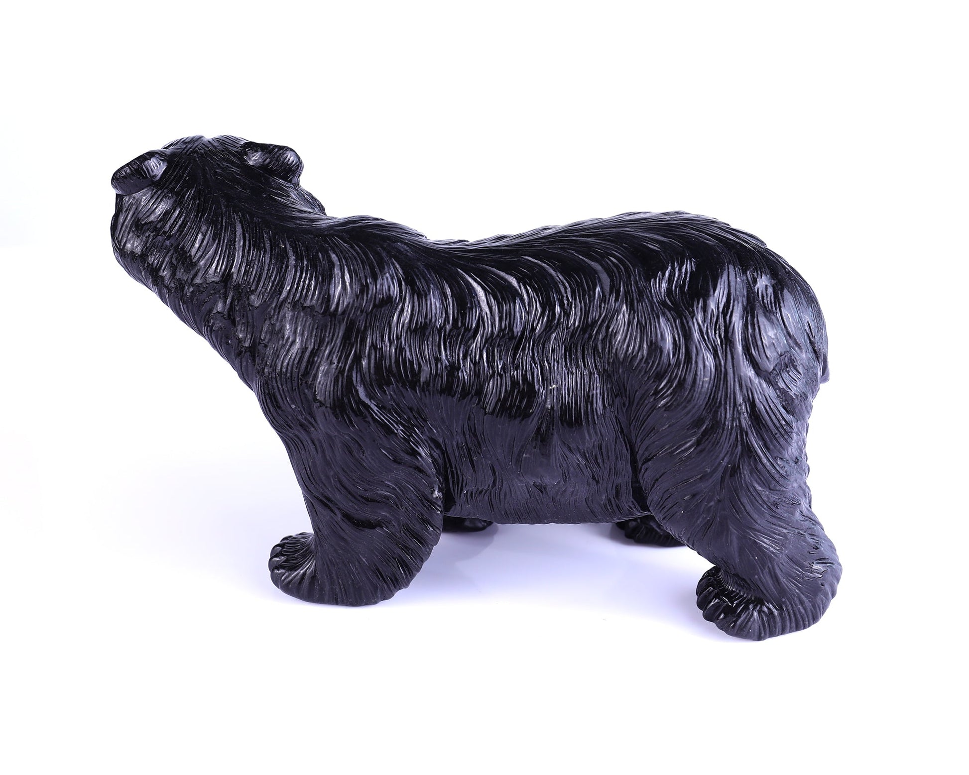 Nicedony 8.7" Black Stone Hand Carved Realistic Polar Bear Sculpture - View 7