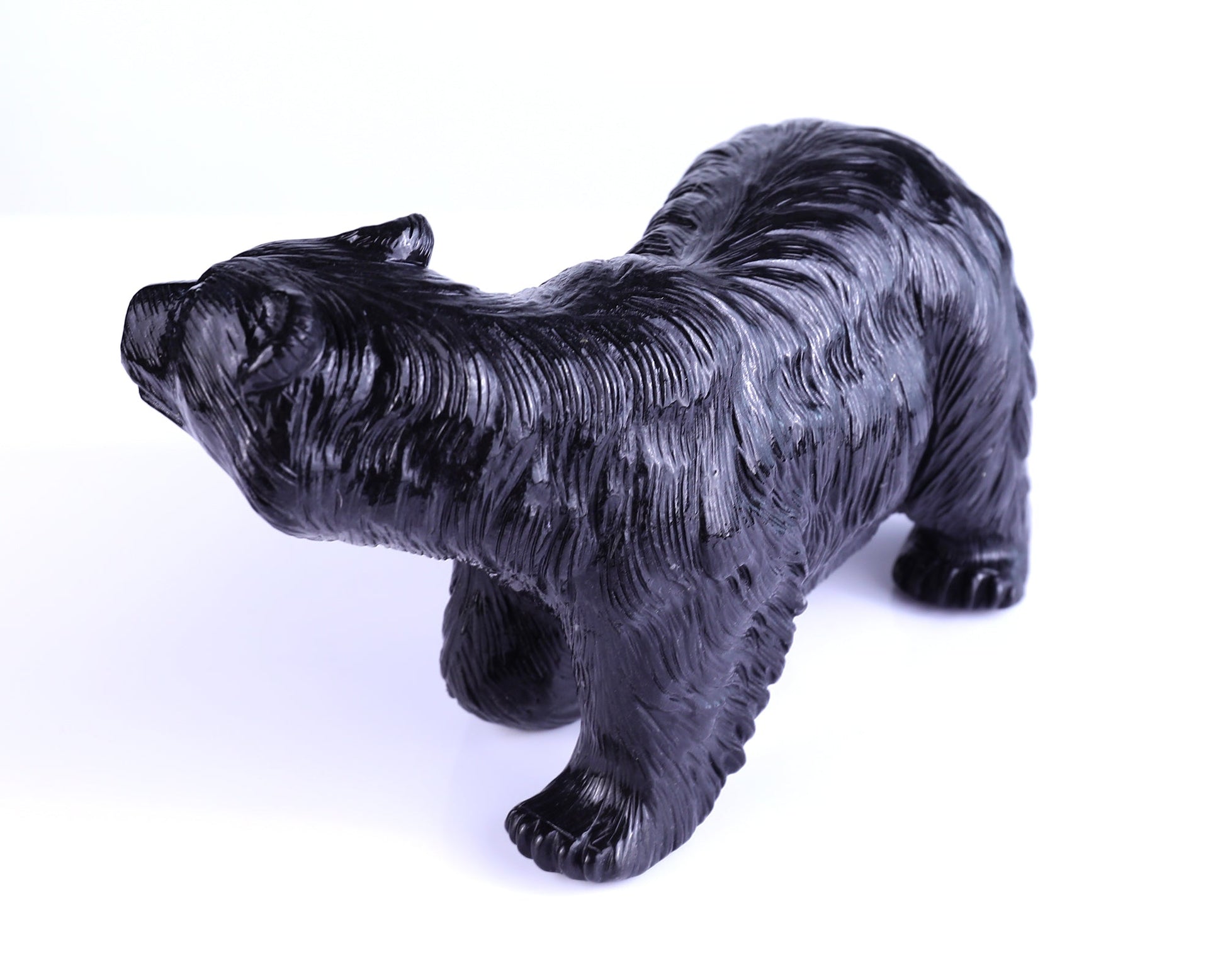 Nicedony 8.7" Black Stone Hand Carved Realistic Polar Bear Sculpture - View 8