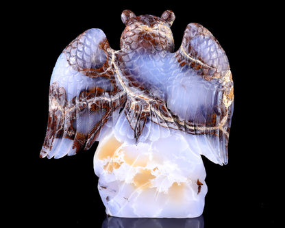 Nicedony 8.7" Blue Chalcedony Hand Carved Crystal Owl Sculpture - View 5
