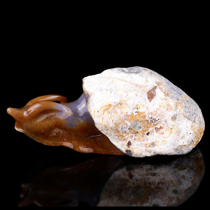 Nicedony 8.7" Chalcedony Hand Carved Crystal Snail Sculpture - View 4