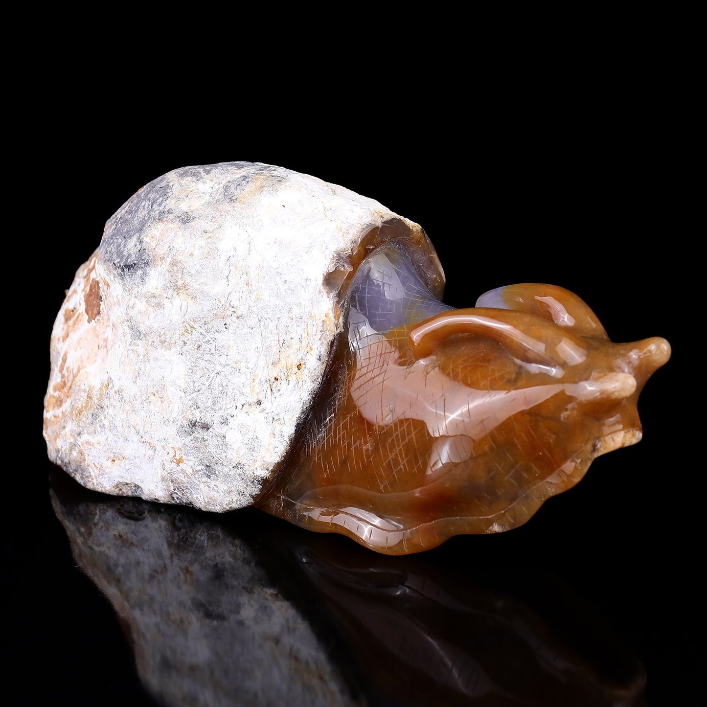Nicedony 8.7" Chalcedony Hand Carved Crystal Snail Sculpture - View 8