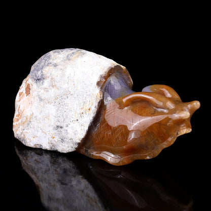 Nicedony 8.7" Chalcedony Hand Carved Crystal Snail Sculpture - View 8