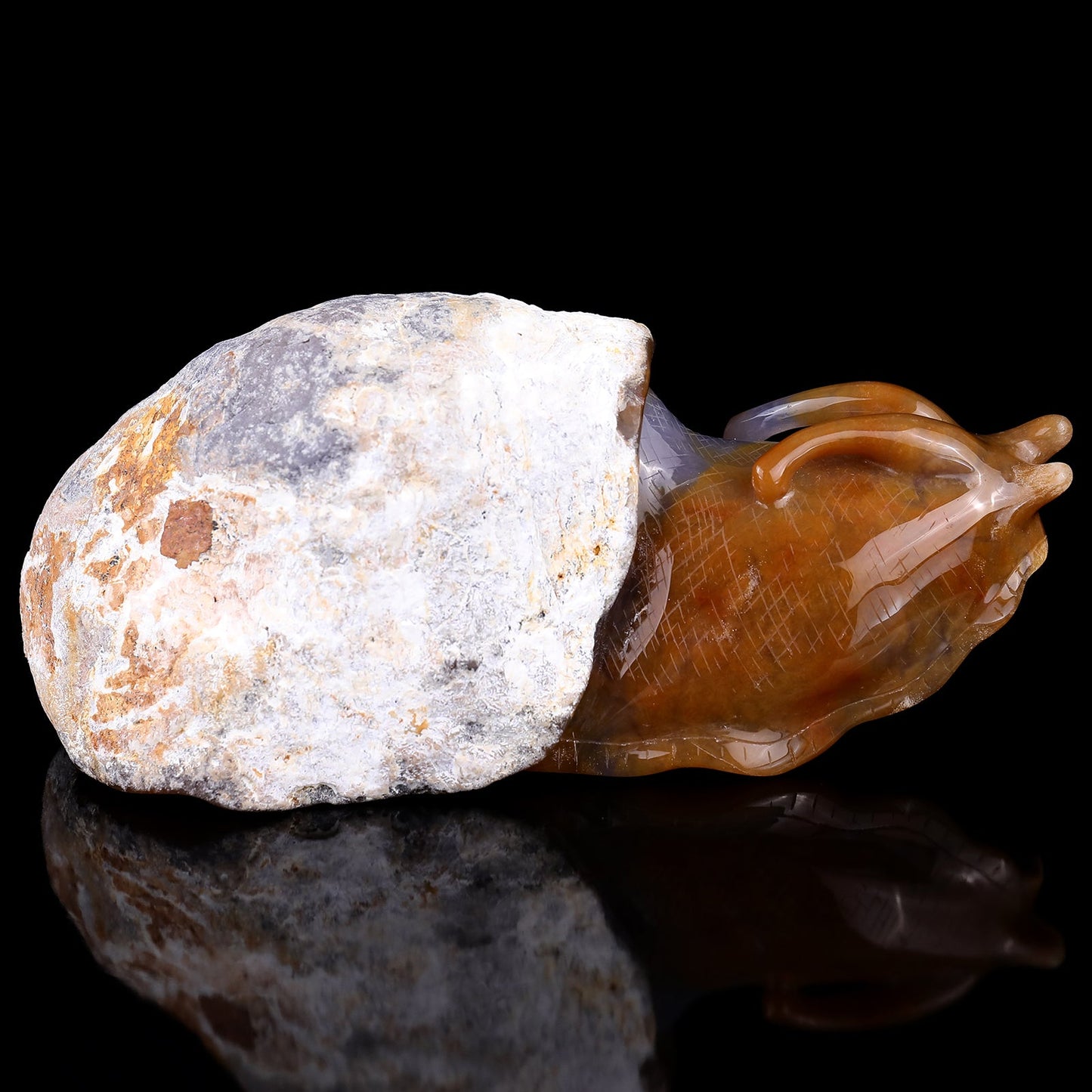 Nicedony 8.7" Chalcedony Hand Carved Crystal Snail Sculpture - View 3