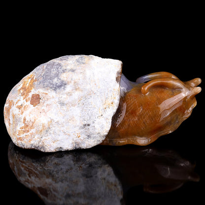 Nicedony 8.7" Chalcedony Hand Carved Crystal Snail Sculpture - View 3