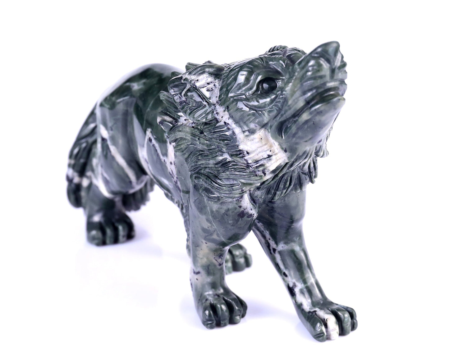 Nicedony 8.7" Jiulong Jade Hand Carved Crystal Wolf Sculpture - View 2