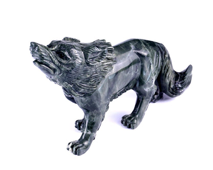 Nicedony 8.7" Jiulong Jade Hand Carved Crystal Wolf Sculpture - View 10