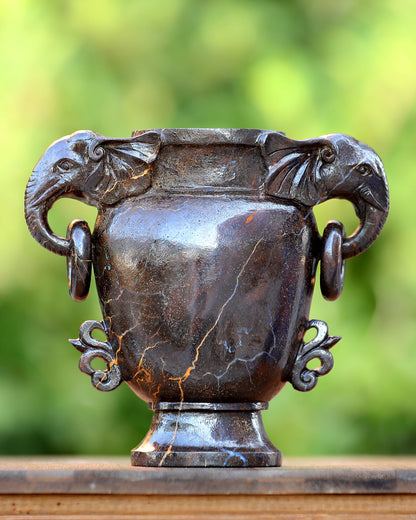 Nicedony 8.7” Natural Opal Hand Carved Crystal Vase with Lid - View 6