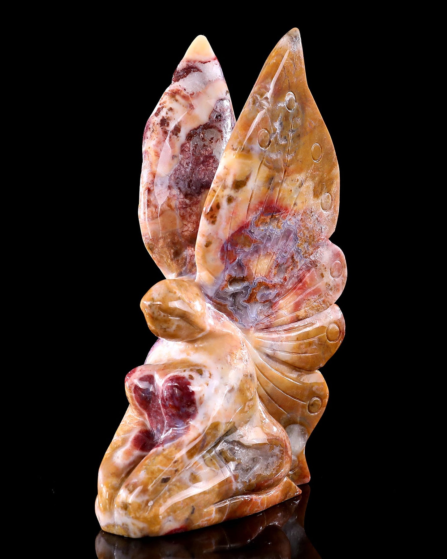 Nicedony 8" Chalcedony Hand Carved Crystal Flower Faerie Sculpture