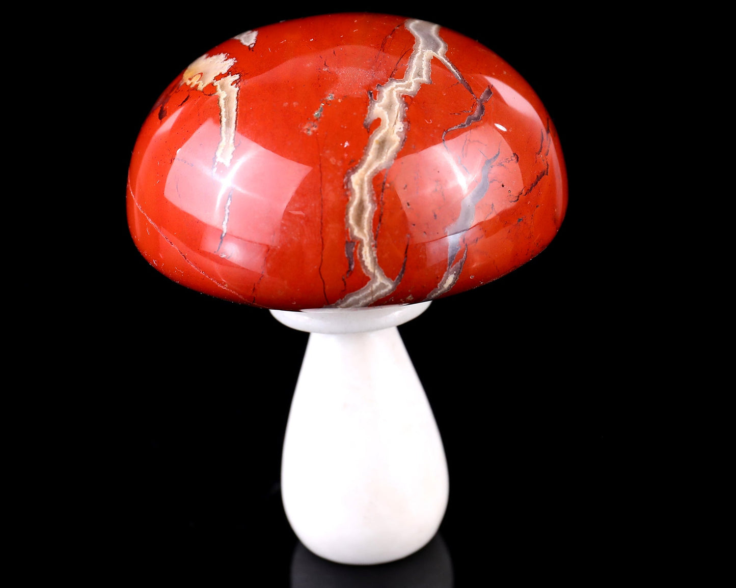 Nicedony 80mm Red Jasper Hand Carved Crystal Mushroom Sculpture - View 6