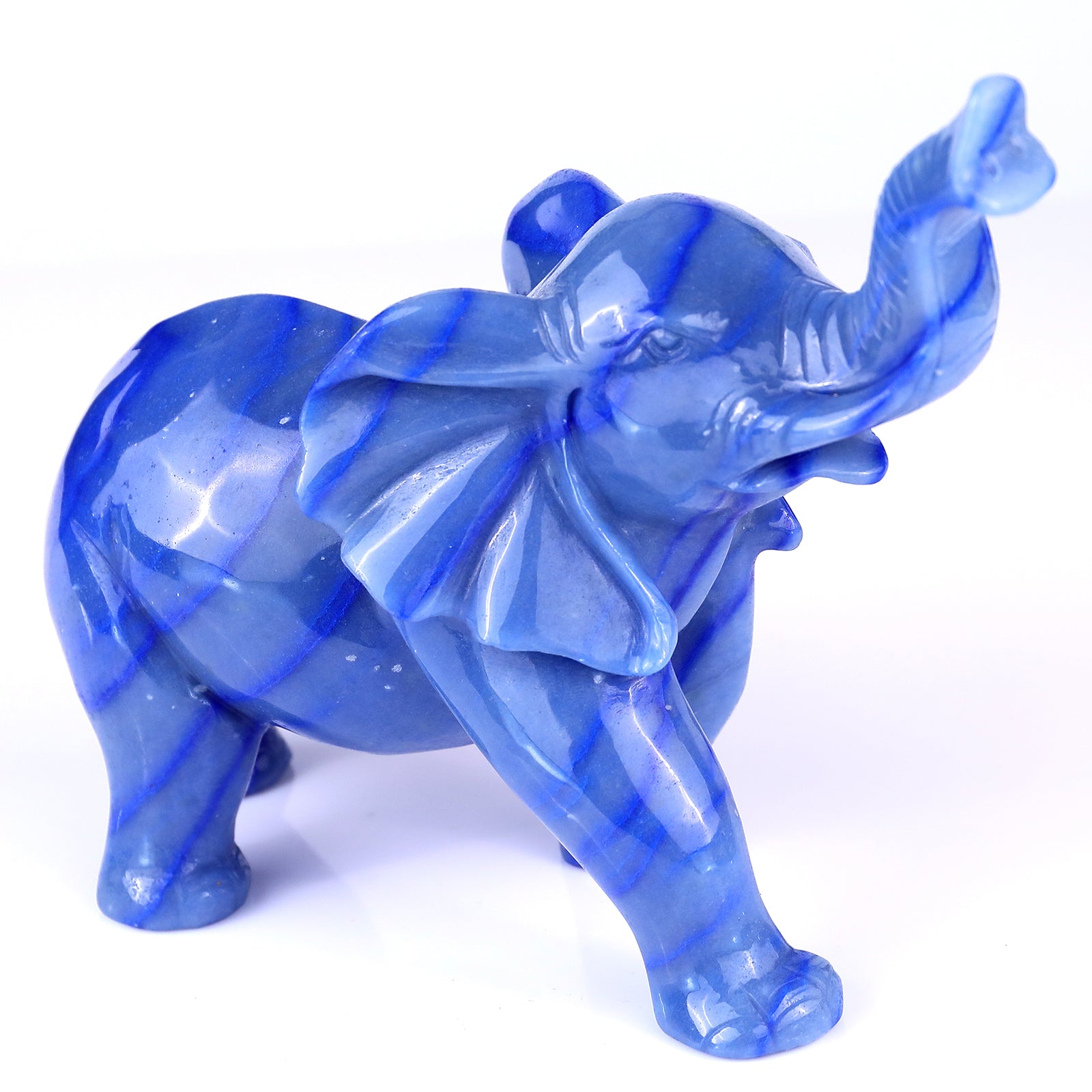 Nicedony 9.1" Blue Aventurine Hand Carved Crystal Elephant Sculpture