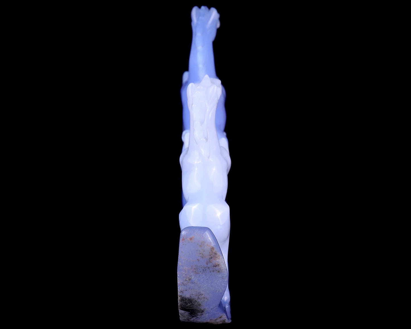 Nicedony 9.2" Blue Chalcedony Hand Carved Crystal Horses Sculpture - View 4
