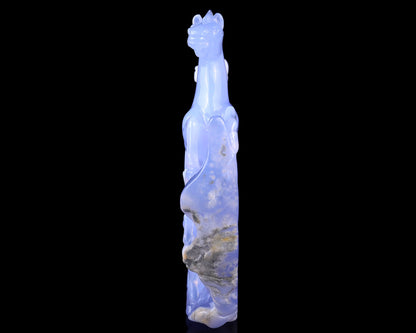 Nicedony 9.2" Blue Chalcedony Hand Carved Crystal Horses Sculpture - View 7
