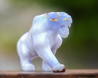 Nicedony 9.3" Blue Chalcedony Hand Carved Crystal Leopard Sculpture - View 5