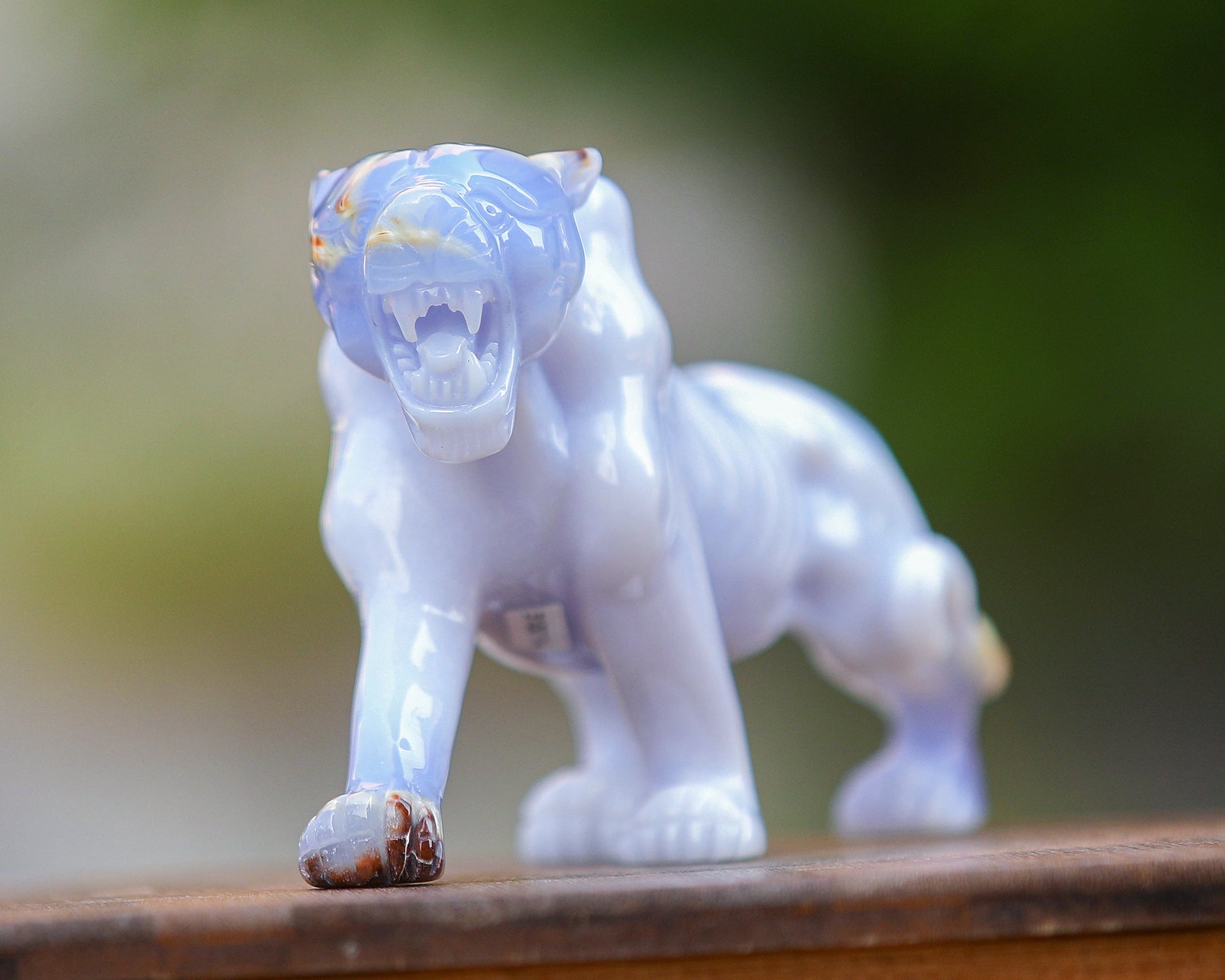 Nicedony 9.3" Blue Chalcedony Hand Carved Crystal Leopard Sculpture - View 6