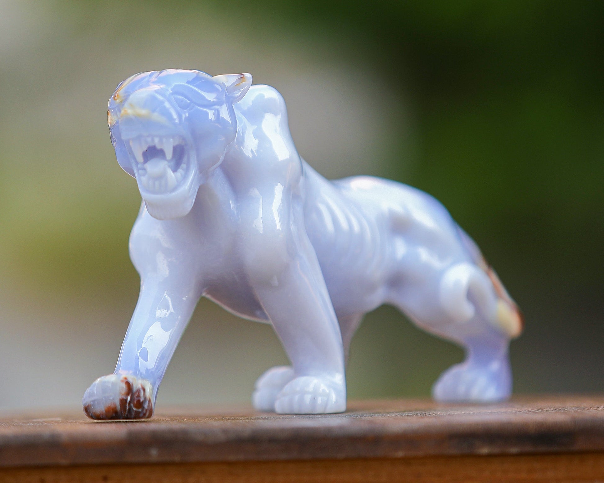 Nicedony 9.3" Blue Chalcedony Hand Carved Crystal Leopard Sculpture - View 7