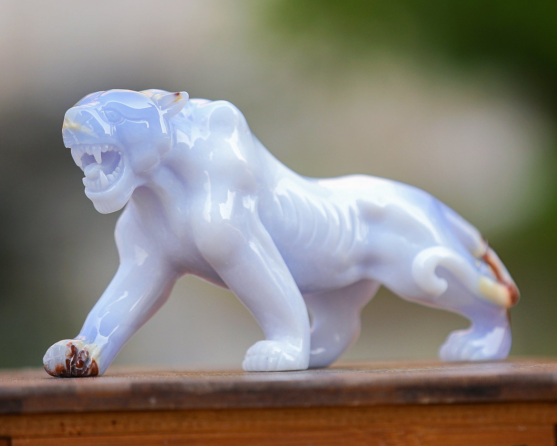 Nicedony 9.3" Blue Chalcedony Hand Carved Crystal Leopard Sculpture - View 8