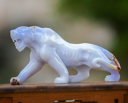 Nicedony 9.3" Blue Chalcedony Hand Carved Crystal Leopard Sculpture - View 9