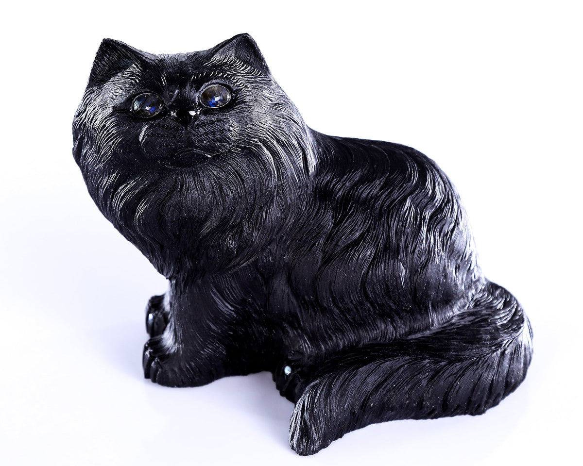 Nicedony 9.4" Black Obsidian Hand Carved Crystal Persian Sculpture (SKU: 4100440) - Photo 2