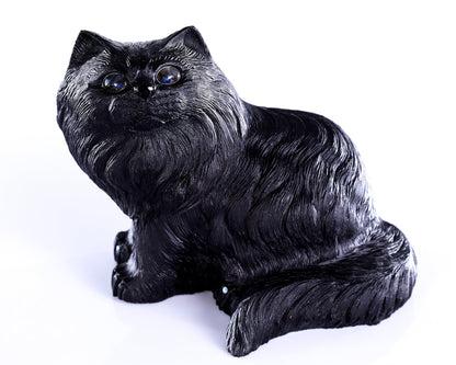 Nicedony 9.4" Black Obsidian Hand Carved Crystal Persian Sculpture - View 2