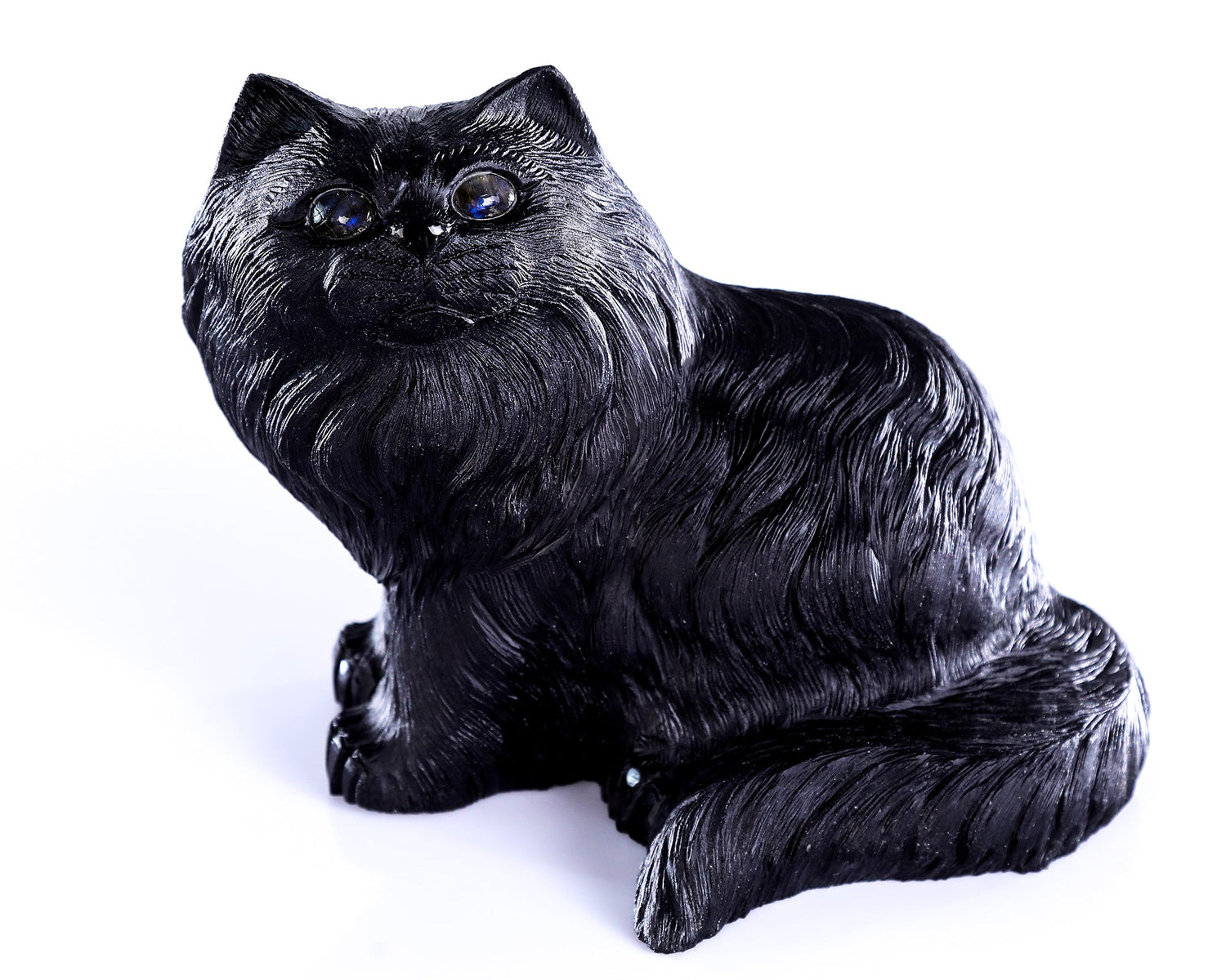 Nicedony 9.4" Black Obsidian Hand Carved Crystal Persian Sculpture (SKU: 4100440) - Photo 3