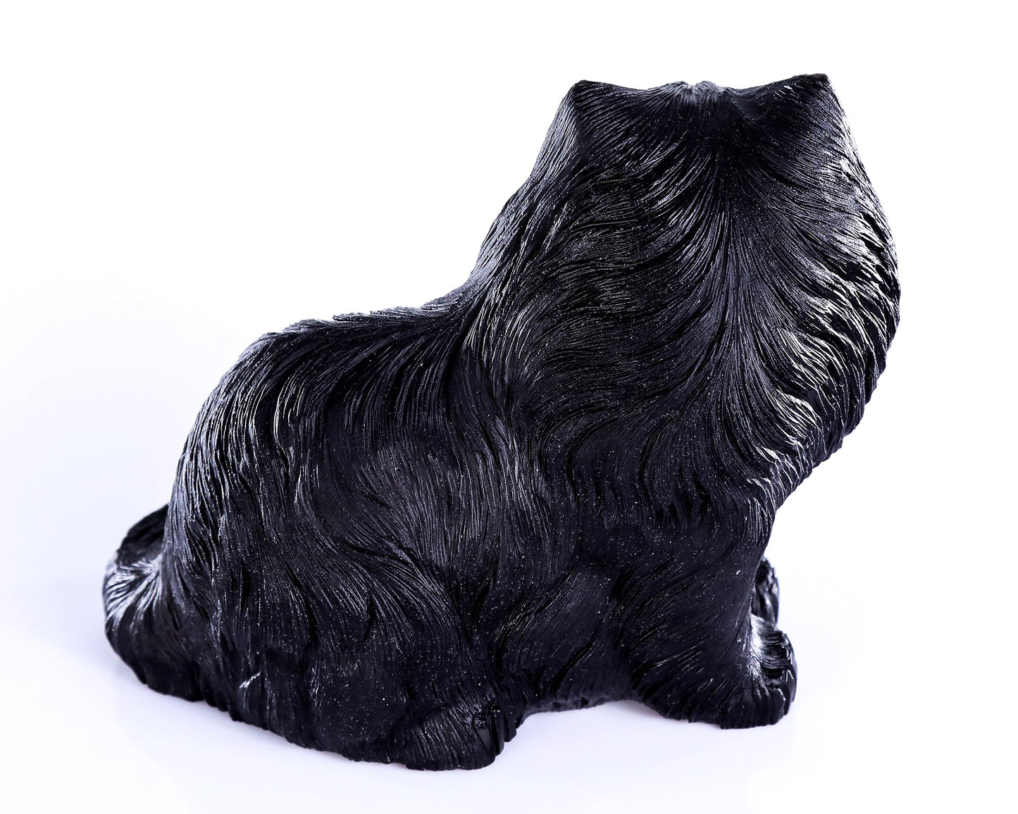 Nicedony 9.4" Black Obsidian Hand Carved Crystal Persian Sculpture - View 5