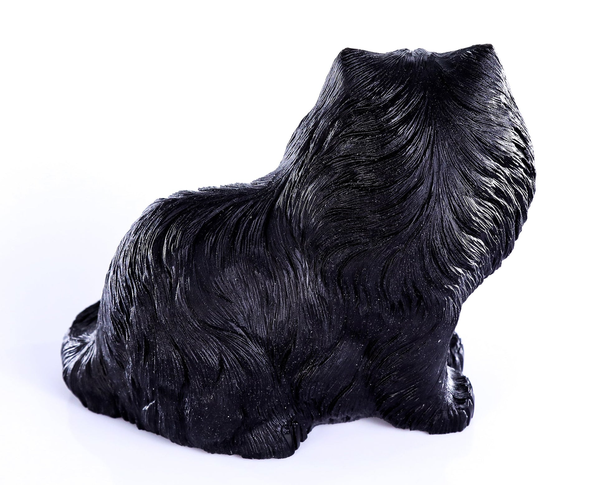 Nicedony 9.4" Black Obsidian Hand Carved Crystal Persian Sculpture - View 5