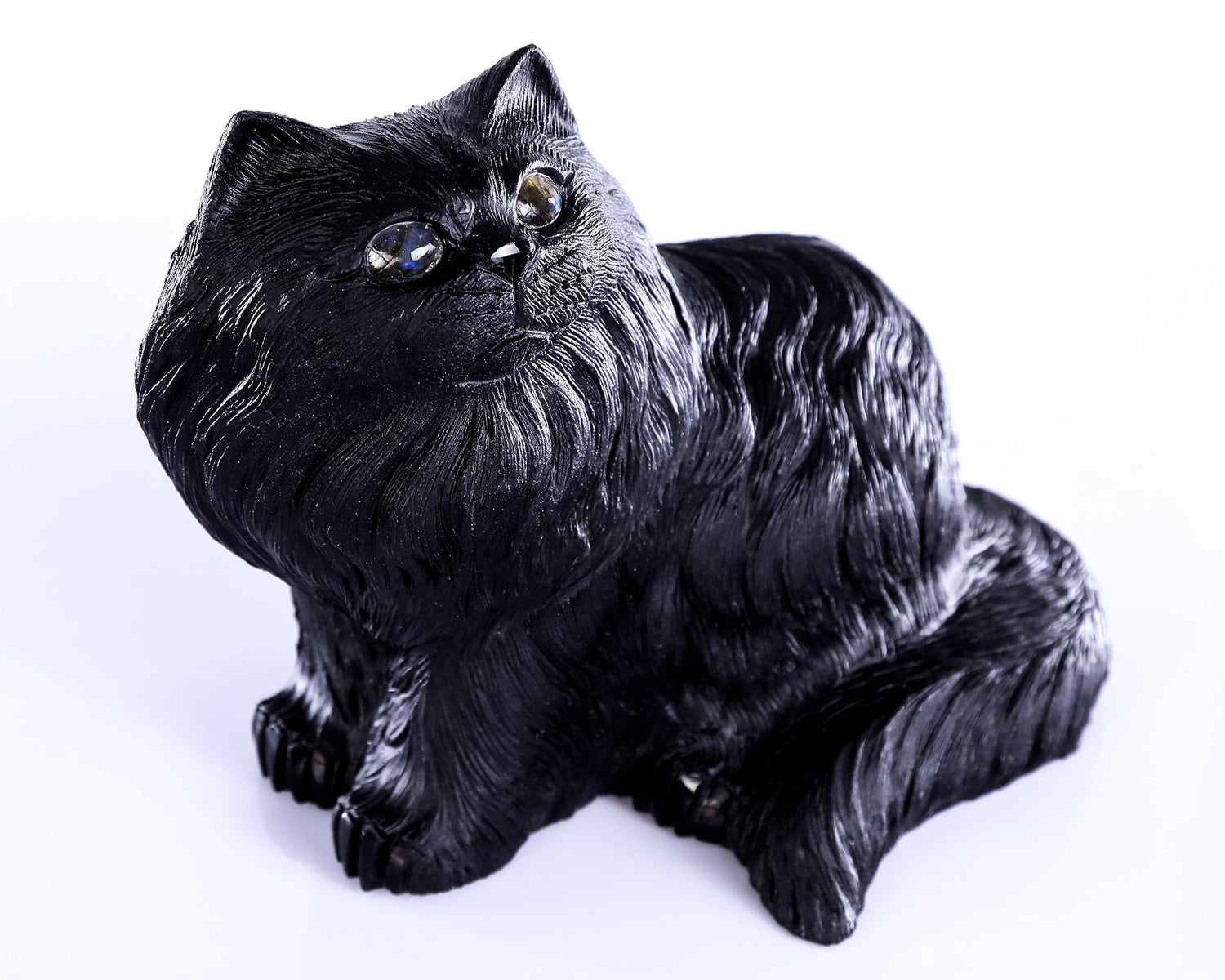 Nicedony 9.4" Black Obsidian Hand Carved Crystal Persian Sculpture (SKU: 4100440) - Photo 6