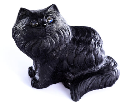 Nicedony 9.4" Black Obsidian Hand Carved Crystal Persian Sculpture - View 7