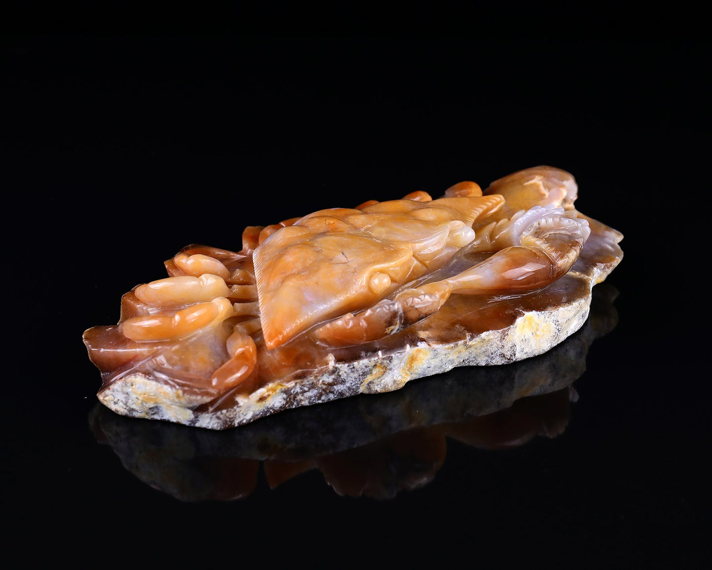 Nicedony 9.4" Chalcedony Hand Carved Crystal Crab Sculpture - View 2