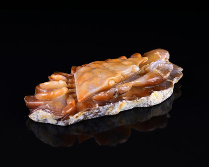 Nicedony 9.4" Chalcedony Hand Carved Crystal Crab Sculpture - View 2