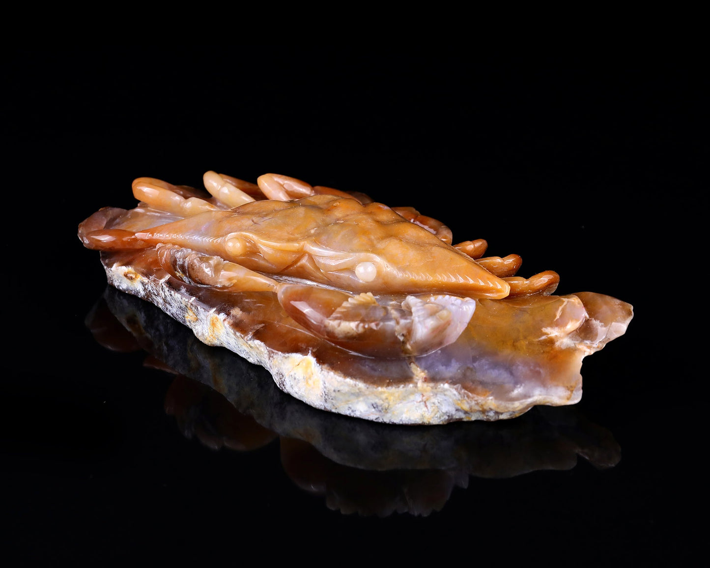 Nicedony 9.4" Chalcedony Hand Carved Crystal Crab Sculpture - View 7