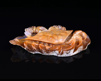 Nicedony 9.4" Chalcedony Hand Carved Crystal Crab Sculpture - View 5